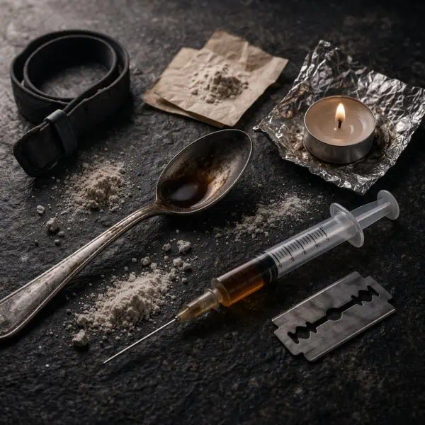 heroin addiction and dependency concept