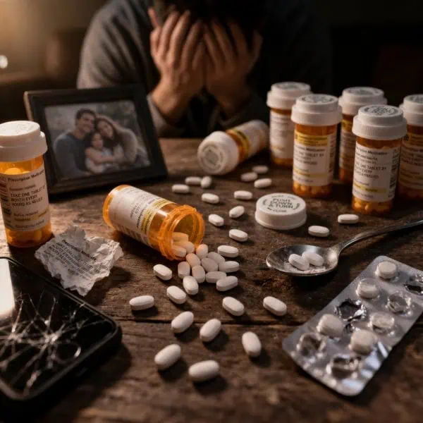 prescription drug addiction and dependency illustration