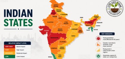 Map of drug addiction and abuse across Indian states, 2026