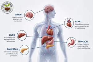 How alcohol affects the brain, heart, liver, stomach and pancreas